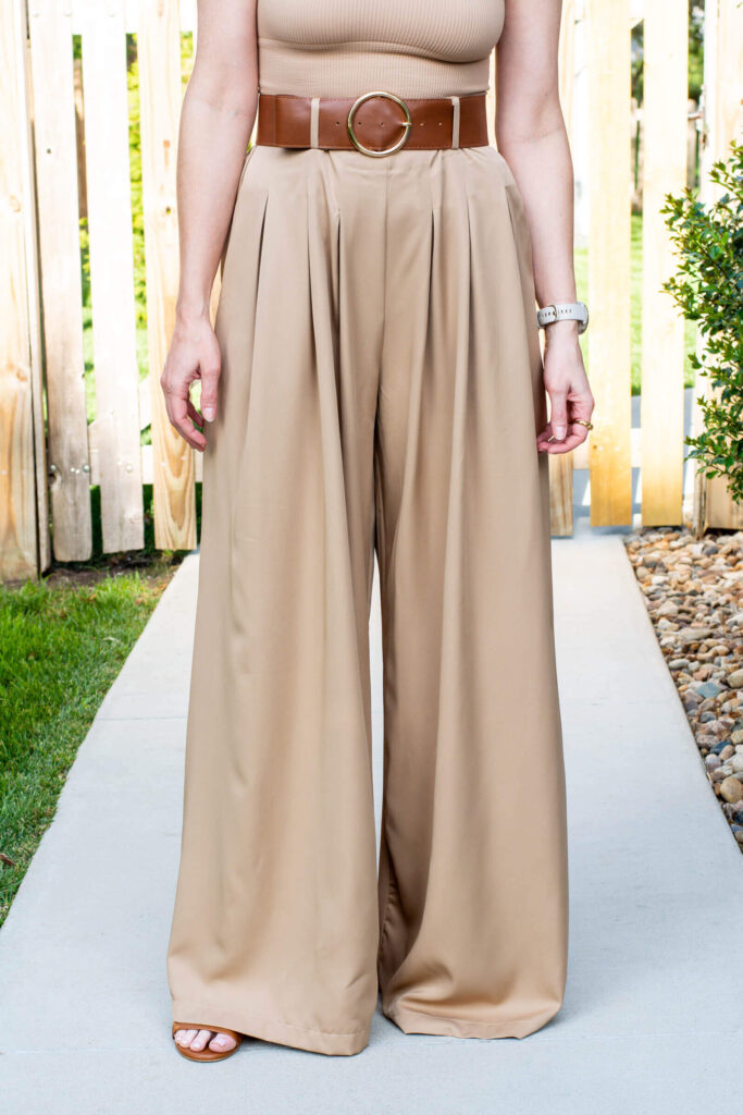 Summer Outfit Idea: Khaki Wide-leg Belted Trousers. | LSR