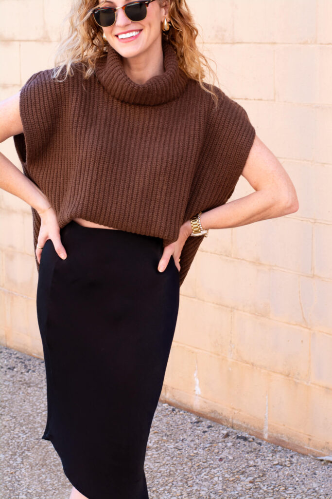 Cozy Holiday Outfit in a Chocolate Sweater. | LSR