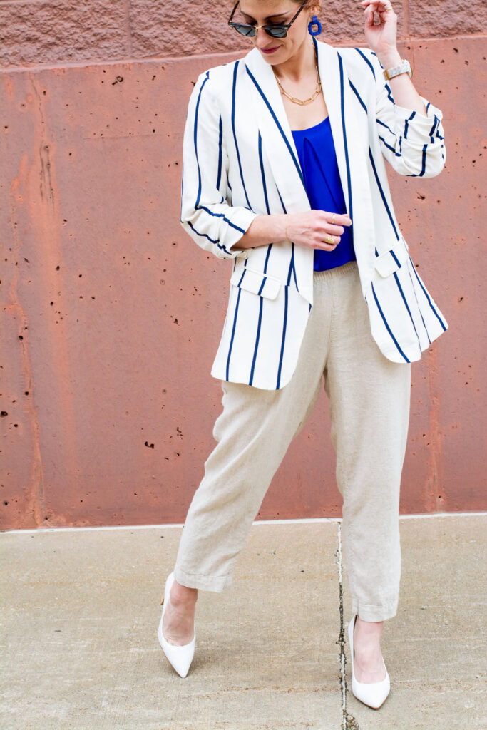 Linen Suit Separates with Touches of Cobalt Blue. | LSR
