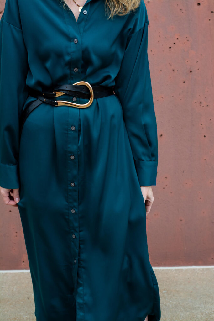 Jewel Tone Shirt Dress and Statement Belt. | LSR