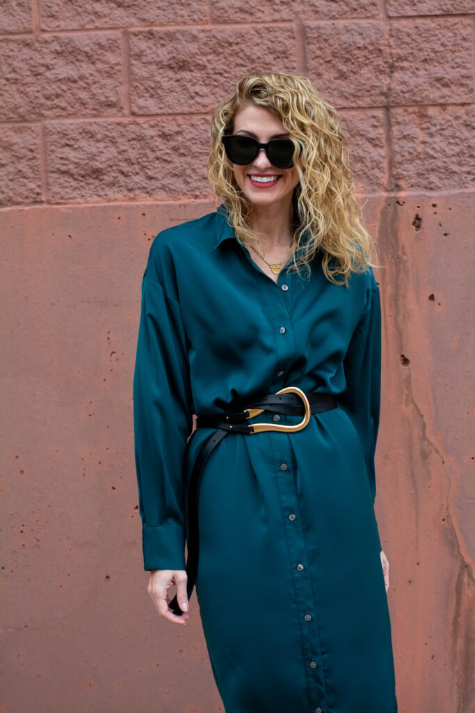 Teal Satin Dress for Fall. | LSR