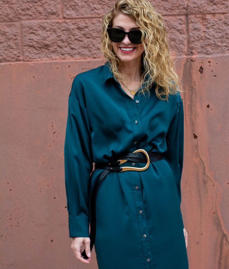 Teal Satin Dress for Fall. | LSR