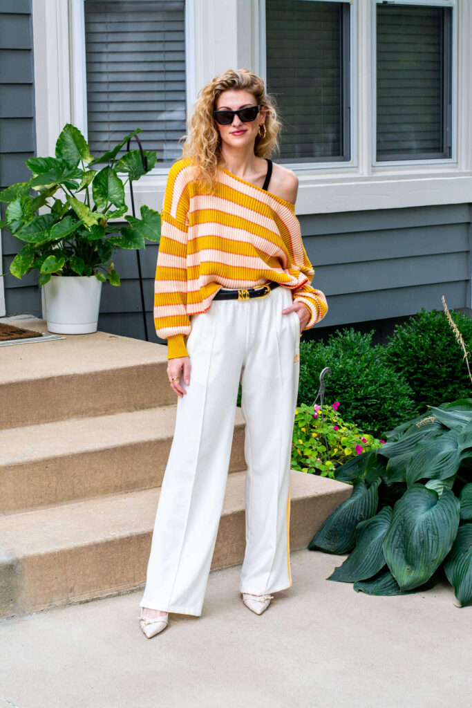 Oversized Striped Sweater and Adidas Track Pants. | LSR