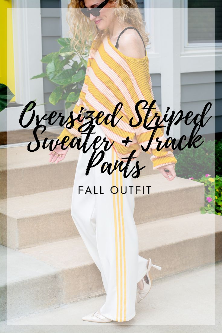 Fall Outfit: Oversized Striped Sweater and Adidas Track Pants. | LSR