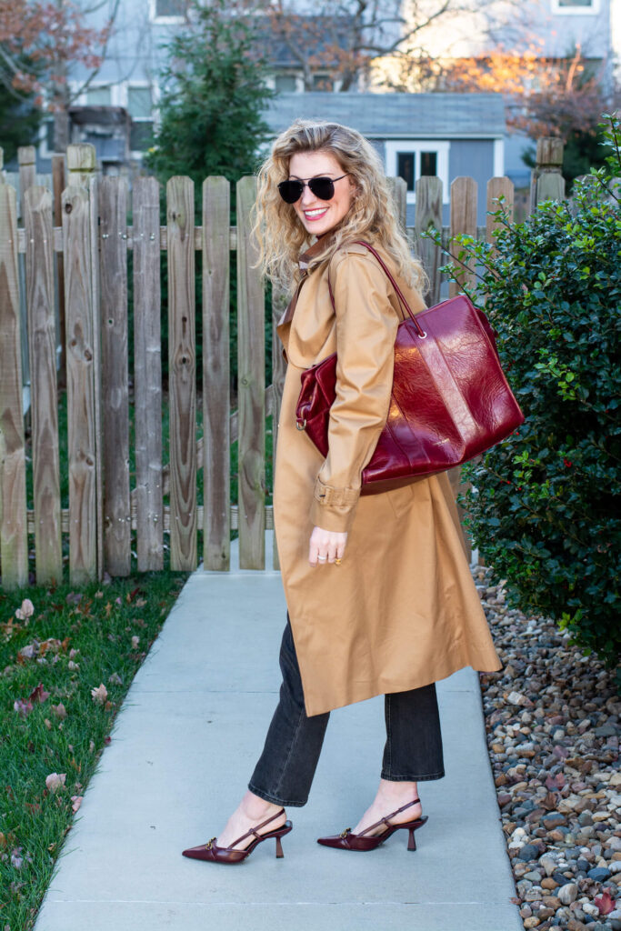 Classic Trench Coat + Burgundy Accents. | LSR