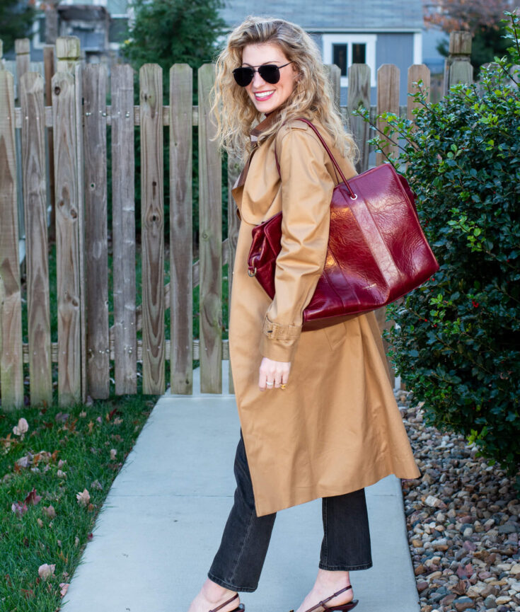 Classic Trench Coat + Burgundy Accents. | LSR