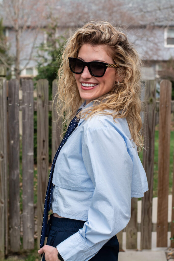 Cropped Baby Blue Button-up. | LSR