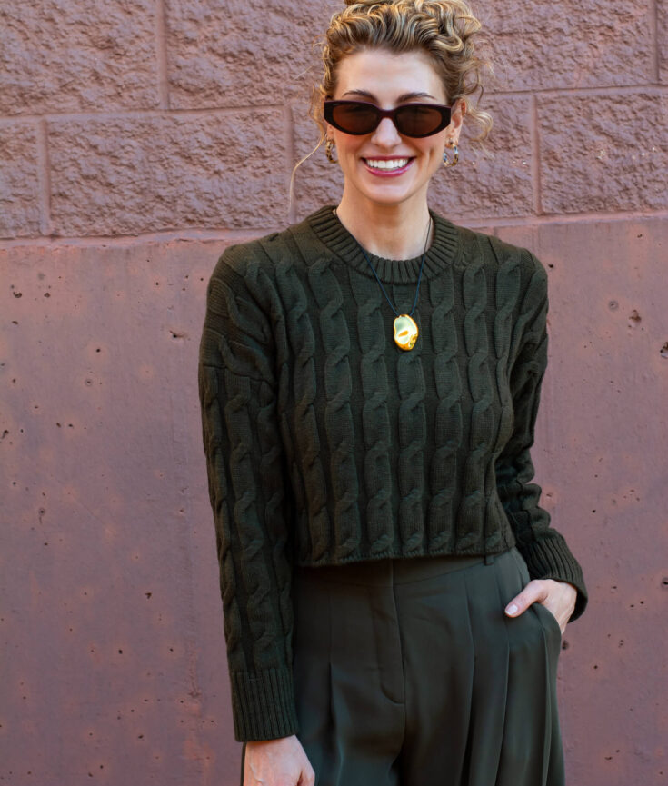Green Cable Knit Sweater for the Holidays. | LSR